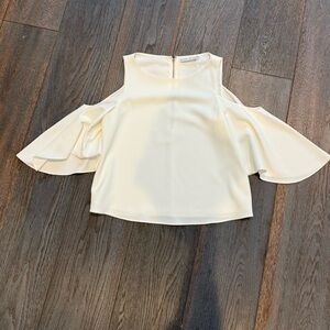 Alice & Olivia Cream/White Cold Shoulder Top